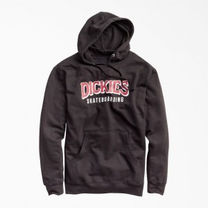 Black Dickies Skateboarding Fleece Men's Hoodie | 067-YUDAWR