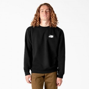 Black Dickies Skateboarding Pool Drainage Graphic Men's Sweatshirt | 158-CLBRDY