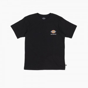 Black Dickies Skateboarding Regular Fit Chest Logo Men's T-Shirt | 681-FERQOB