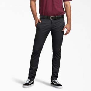 Black Dickies Skinny Fit Double Knee Men's Work Pants | 103-XIWZUN