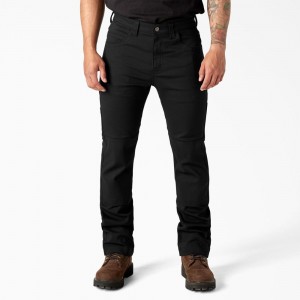 Black Dickies Slim Fit Duck Canvas Double Knee Men's Pants | 967-CLVFGO