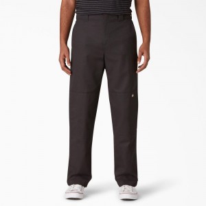 Black Dickies Slim Straight Fit Double Knee Men's Pants | 492-YGHVPB