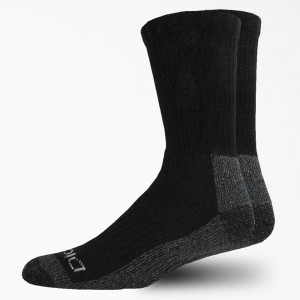 Black Dickies Steel Toe Crew 2-Pack Men's Socks | 439-PDCAHL