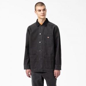 Black Dickies Stonewashed Duck Unlined Chore Men's Jacket | 012-RYLWIA