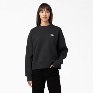 Black Dickies Summerdale Women's Sweatshirt | 931-BQZXEM