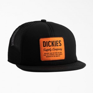 Black Dickies Supply Company Trucker Men's Hat | 869-BPTHFQ