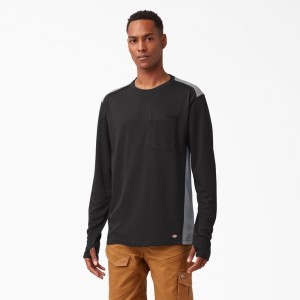 Black Dickies Temp-iQ® 365 Long Sleeve Pocket Men's T-Shirt | 137-ZVRQUS