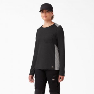 Black Dickies Temp-iQ® 365 Long Sleeve Pocket Women's T-Shirt | 240-YHLAKP