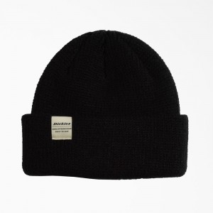 Black Dickies Thick Knit Men's Beanie | 716-IQCZKG