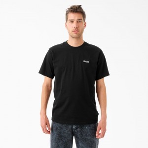 Black Dickies Tom Knox Embroidery Men's T-Shirt | 709-AGJPHE