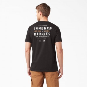 Black Dickies Traeger x Pocket Men's T-Shirt | 504-XYQDFE