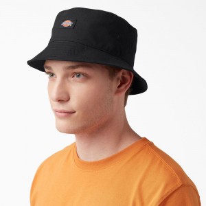 Black Dickies Twill Bucket Men's Hat | 506-QWEAJU