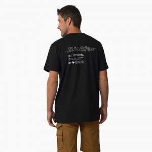 Black Dickies United By Work Graphic Pocket Men's T-Shirt | 530-MESHXT