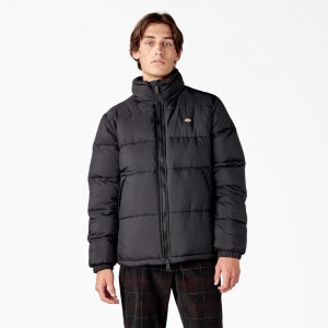 Black Dickies Waldenburg Puffer Men's Jacket | 035-TUQNVW