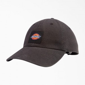 Black Dickies Washed Canvas Men's Cap | 483-JFEOIS