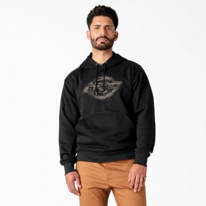 Black Dickies Water Repellent Camo Logo Men's Hoodie | 583-VHCBEG