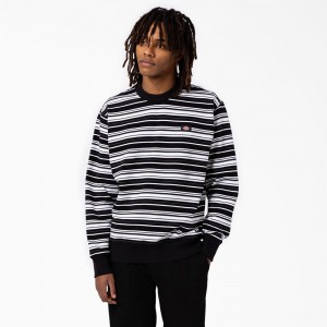 Black Dickies Westover Striped Men's Sweatshirt | 601-LCUXNK