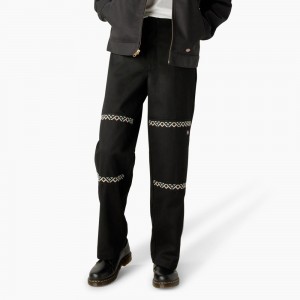 Black Dickies Wichita Embroidered Double Knee Men's Pants | 046-SWRNGZ