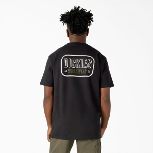 Black Dickies Workwear Sign Heavyweight Men's T-Shirt | 082-XPQRBA