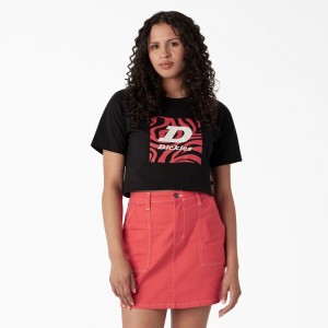 Black Dickies Zebra Graphic Cropped Women's T-Shirt | 273-HSYXLU