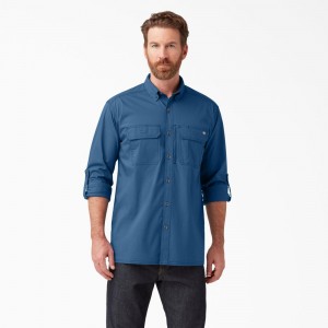 Blue Dickies DuraTech Ranger Ripstop Men's Shirt | 649-IMEDPA