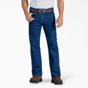 Blue Dickies FLEX Active Waist Regular Fit Men's Jeans | 764-AUGEBK