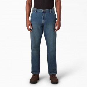 Blue Dickies FLEX Regular Fit Carpenter Utility Men's Jeans | 946-LXFVEG