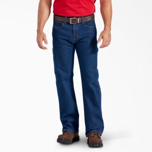 Blue Dickies FLEX Relaxed Fit Carpenter Men's Jeans | 286-WNVLRG