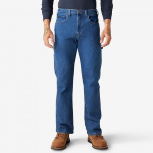 Blue Dickies FLEX Relaxed Fit Carpenter Men's Jeans | 837-DKSPFE