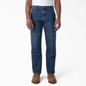 Blue Dickies FLEX Relaxed Fit Double Knee Men's Jeans | 501-UWNPAH