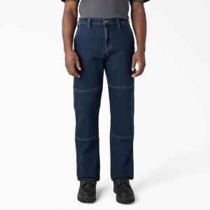 Blue Dickies FLEX Relaxed Fit Double Knee Men's Jeans | 571-YCAQTS