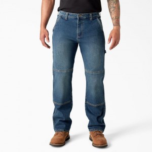 Blue Dickies FLEX Relaxed Fit Double Knee Men's Jeans | 950-LAGPIO