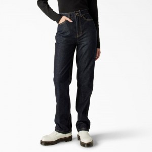 Blue Dickies Houston Regular Fit Women's Jeans | 645-MSHGOZ