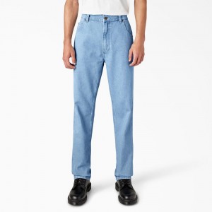 Blue Dickies Houston Relaxed Fit Men's Jeans | 451-RIWDNX