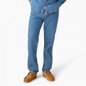 Blue Dickies Houston Relaxed Fit Men's Jeans | 087-BGDXQK