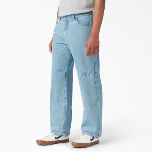 Blue Dickies Loose Fit Double Knee Men's Jeans | 481-XCYIBT