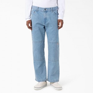 Blue Dickies Loose Fit Double Knee Men's Jeans | 587-BSKHVJ