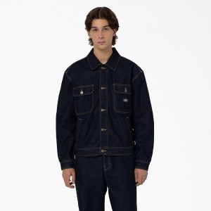 Blue Dickies Madison Denim Men's Jacket | 502-ZKHPWB