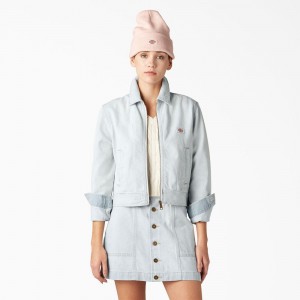 Blue Dickies Madison Denim Women's Jacket | 587-GTAXNS