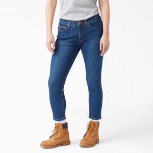 Blue Dickies Perfect Shape Skinny Fit Capri Women's Jeans | 638-ZXCRTF