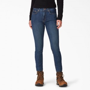 Blue Dickies Perfect Shape Skinny Fit Women's Jeans | 870-DUIZTH