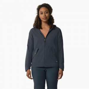 Blue Dickies Performance Hooded Women's Jacket | 802-MTPSFE