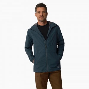 Blue Dickies ProTect Cooling Hooded Ripstop Men's Jacket | 564-RQZJSF