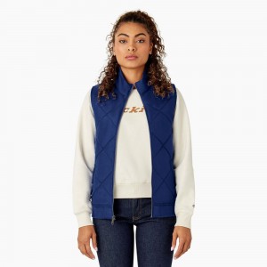 Blue Dickies Quilted Women's Vest | 216-VXYDUW