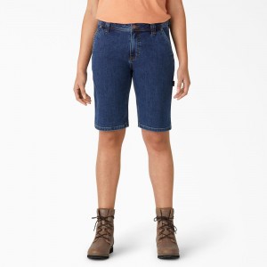 Blue Dickies Relaxed Fit Carpenter Women's Shorts | 901-GSFPJM