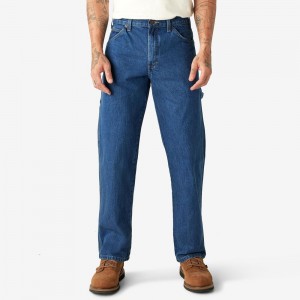 Blue Dickies Relaxed Fit Heavyweight Carpenter Men's Jeans | 012-AZUPHN