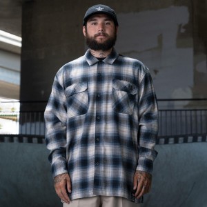 Blue Dickies Ronnie Sandoval Brushed Flannel Men's Shirt | 031-IEPLUH