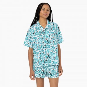 Blue Dickies Roseburg Short Sleeve Women's Shirt | 169-YKVSNW