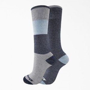 Blue Dickies Thermal Crew 2-Pack Women's Socks | 478-PHDBUN