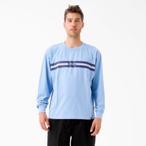 Blue Dickies Tom Knox Long Sleeve Men's T-Shirt | 027-OMHTFV